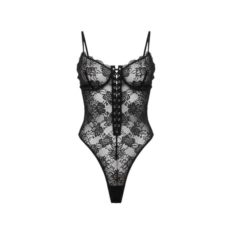 Tiger Mist Portia Black Lace Bodysuit NWT Size M Corset Going Out Y2K